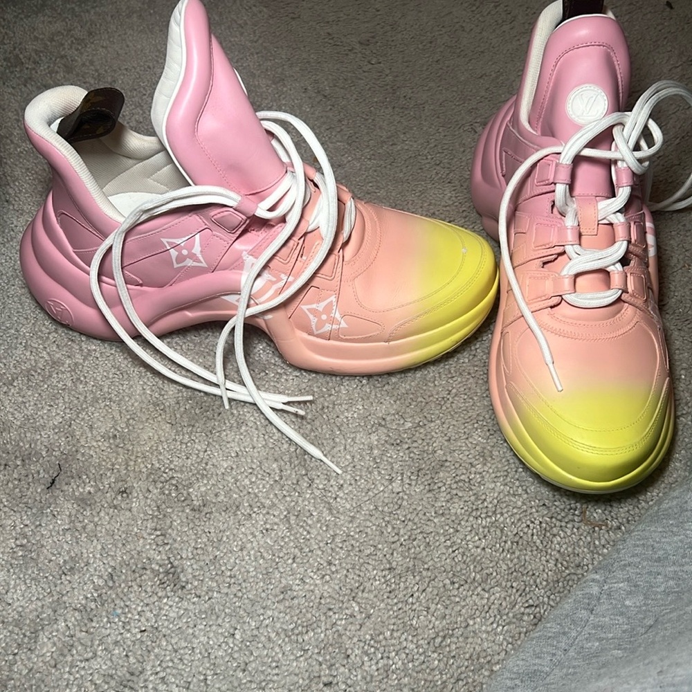 Louis Vuitton Pink and Yellow Sneakers